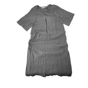 ocean+main Dress 1/S Grey Good Gauze Cotton V-Neck Short Sleeve